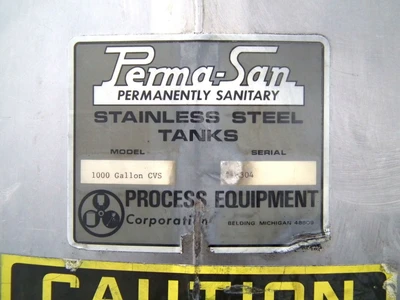 Used PERMA-SAN 1000 CVS Stainless Steel Tanks Ohio US | Equipment Recovery Corp. #1331608