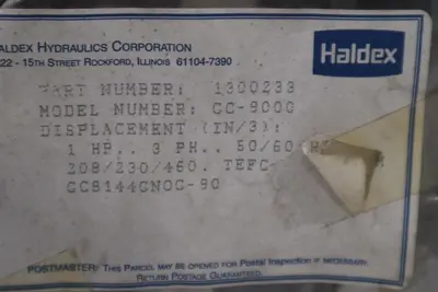 Haldex Hydraulics 1300233 1HP/3PH/1725 Motor STOCK H1181