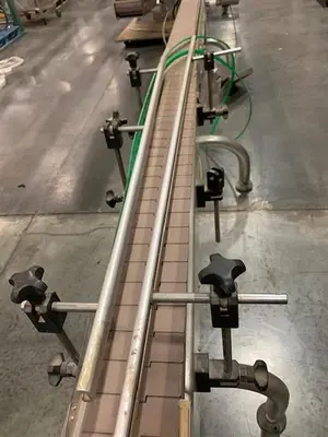 CVC 4" wide x 16-ft long stainless steel flat top chain conveyor