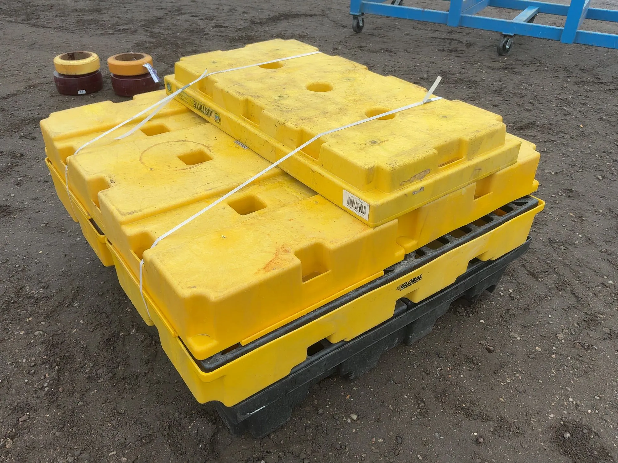 (5) Spill Containment Skids for Barrels, three two drum approx. 2’x4’ and two four drum approx. 4’x4...