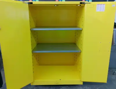 Uline H-2219S-Y Flammable Storage Cabinet Self Closing Doors 90 Gal