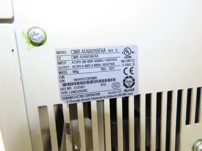 Yaskawa CIMR-AU4A0165FAA A 1000 Electric Motor Inverter Drive 125Hp 480V 3Ph