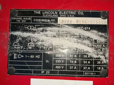 Used LINCOLN ELECTRIC SQUARE WAVE TIG 255 Arc Welders Ohio US | HGR 24 #1513563