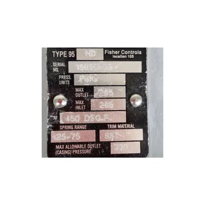 USED FISHER CONTROLS TYPE 95 HD VALVE