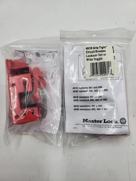 New | in-Stock MASTER LOCK MASTER LOCK 491B GRIP TIGHT CIRCUIT BREAKER LOCKOUT TALL OR WIDE TOGGLE *NEW IN BAG* Circuit Breakers | ND Industrial Surplus #1216589