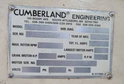 CUMBERLAND _UNKNOWN_ Cutter Granulator Parts & Associated Items | Perry Equipment (9)