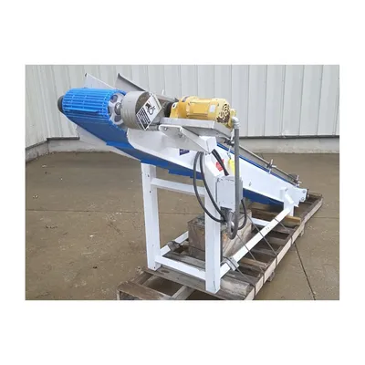 Used 12"W X 10 foot long Smalley Portable Inclined Cleated Belt Conveyor