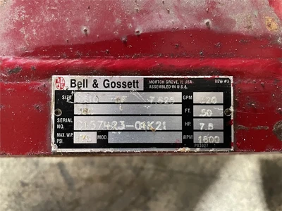 7.5 HP Bell & Gossett Series 1510 Water Pump