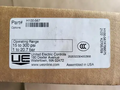 NEW UNITED ELECTRIC CONTROLS H100-567