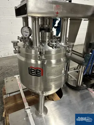USED Lee Industries 15 Gal Lee Tri Shaft Turbo Emulsifier Reactor, 316 S/S, 30/125#