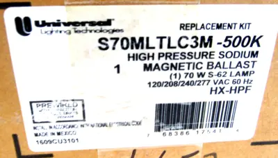 NEW UNIVERSAL LIGHTING TECH. S70MLTLC3M-500K MAGNETIC BALLAST S70MLTLC3M500K