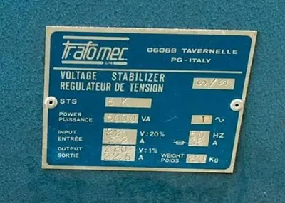 USED TRAFOMEC VOLTAGE REGULATOR 1P / REGULATEUR VOLTAGE / 5 KVA