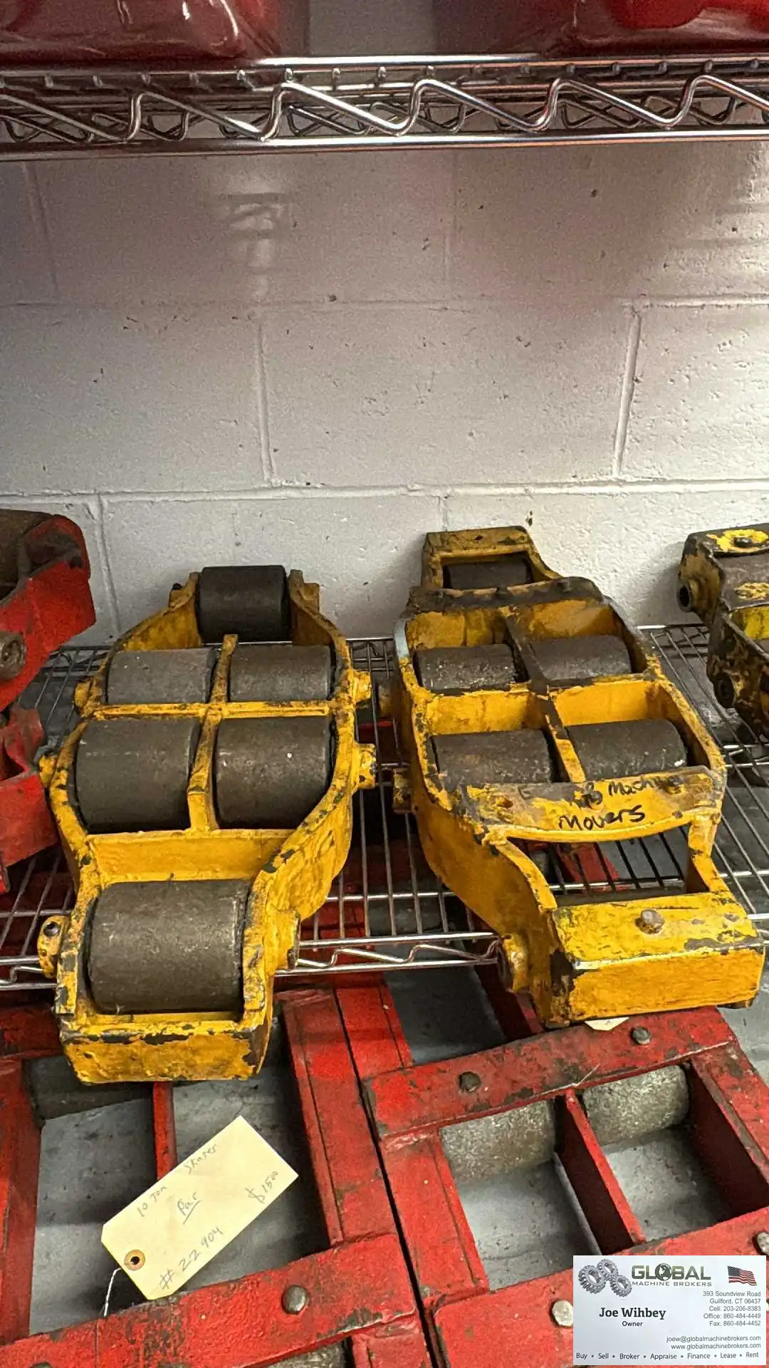 25 Ton Machine Rigging Skate 9.5"w x 24.75"L - 4" Steel Rollers