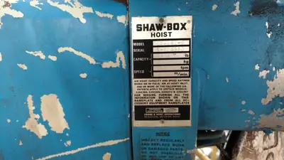 SPC9228  Material Handling Equipment 2,000 lbs. Shaw Box cable hoist, model 114462