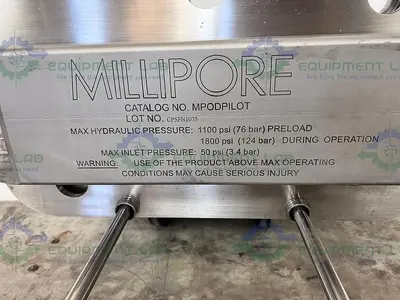 USED MILLIPORE MPODPILOT CP5PN1075 FILTER PRESS W/ ENERPAC P142 HYDRAULIC HAND PUMP