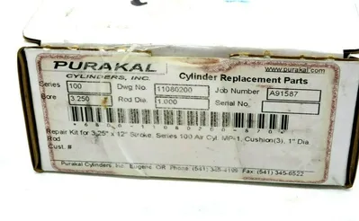 NEW PURAKAL CYLINDERS SERIES 100 BORE 3.250 REPAIR KIT FOR 3.25" X 12" STROKE