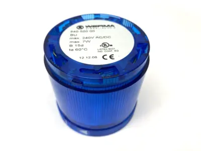 Used WERMA Blue Permanent Light Element 70mm Diameter 12-230VAC/DC BU Light Source Equipment Michigan US | Maverick Industrial Sales #1402324