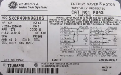 NEW GE MOTORS 5KCP49NN9610S