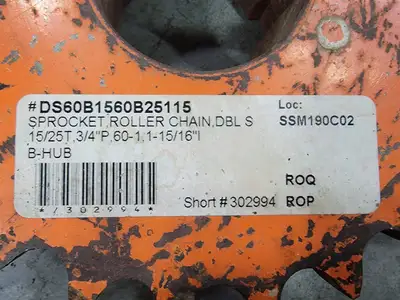 Roller Chain Sprocket DS60B1560B25115, Double Single, Size 60, 15/ 25 Teeth