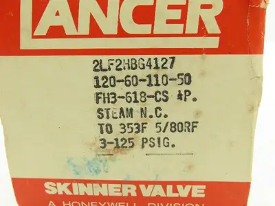 Lancer 2LF2HBG4127 2-Way Skinner Solenoid Valve 1/2" Steam N.C. 3-125 PSI. 120v