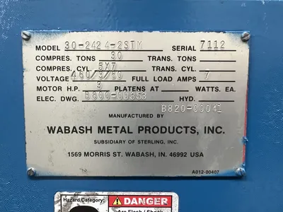 USED WABASH WABASH 30-2424-2STM PRESS