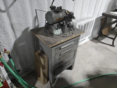 Cabinet and Contents; Black Diamond Grinder, Bench Grinder