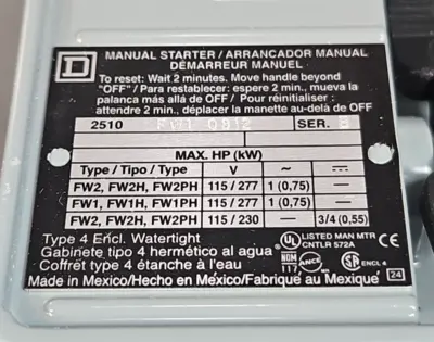 USED Square D 2510FW1 FHP