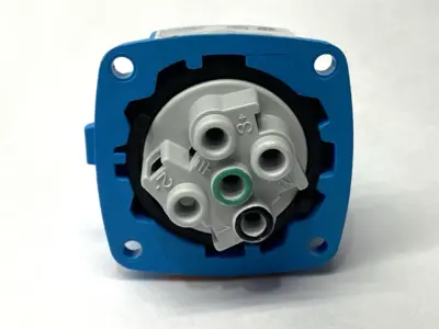 USED MELTRIC MALE INLET PLUG DSN20 1P+N+G TYPE 4X & IP69 .75HP 125VAC 20A
