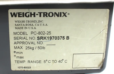 USED WEIGH-TRONIX PC-802-25