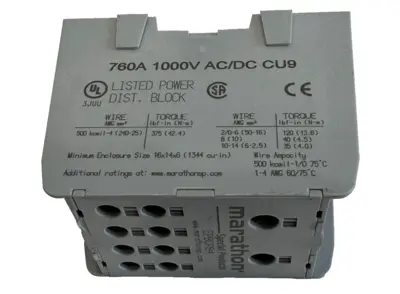 NEW MARATHON SPECIAL PRODUCTS EPBCP84 ENCLOSED POWER DISTRIBUTION BLOCK 760A