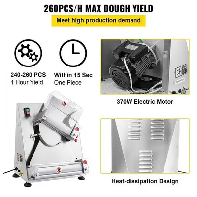 Dough sheeter -  Pizza Dough Roller Sheeter, Max 12" Automatic Commercial Dough Roller