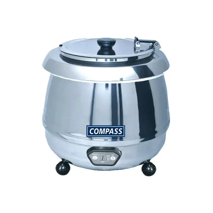 Compass 10L Electric Soup Kettle – Digital Controls, 400W, Stainless Steel, 200°F Max