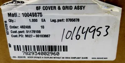 NEW REXNORD 6F COVER AND GRID ASSY 0705678