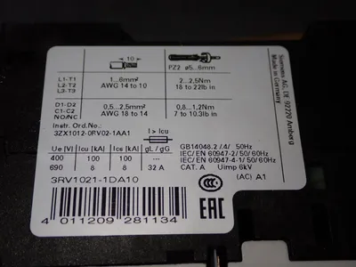 USED SIEMENS 3RV10211DA10