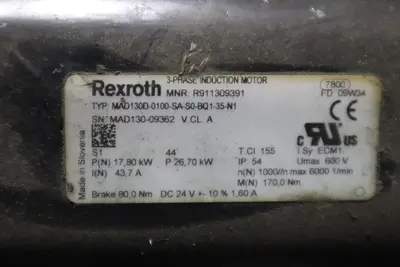 Rexroth R911309391 Servo Induction Motor MAD130D-0100-SA-S0-BQ1-35-N1 #HS52