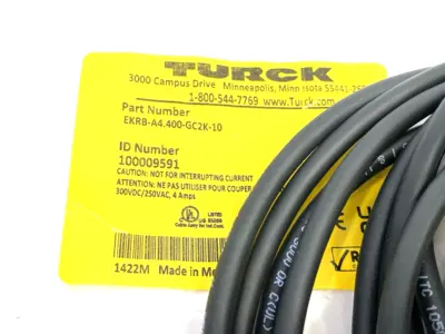 USED TURCK SINGLE ENDED BREAKOUT CORDSET M12 10M 100009561