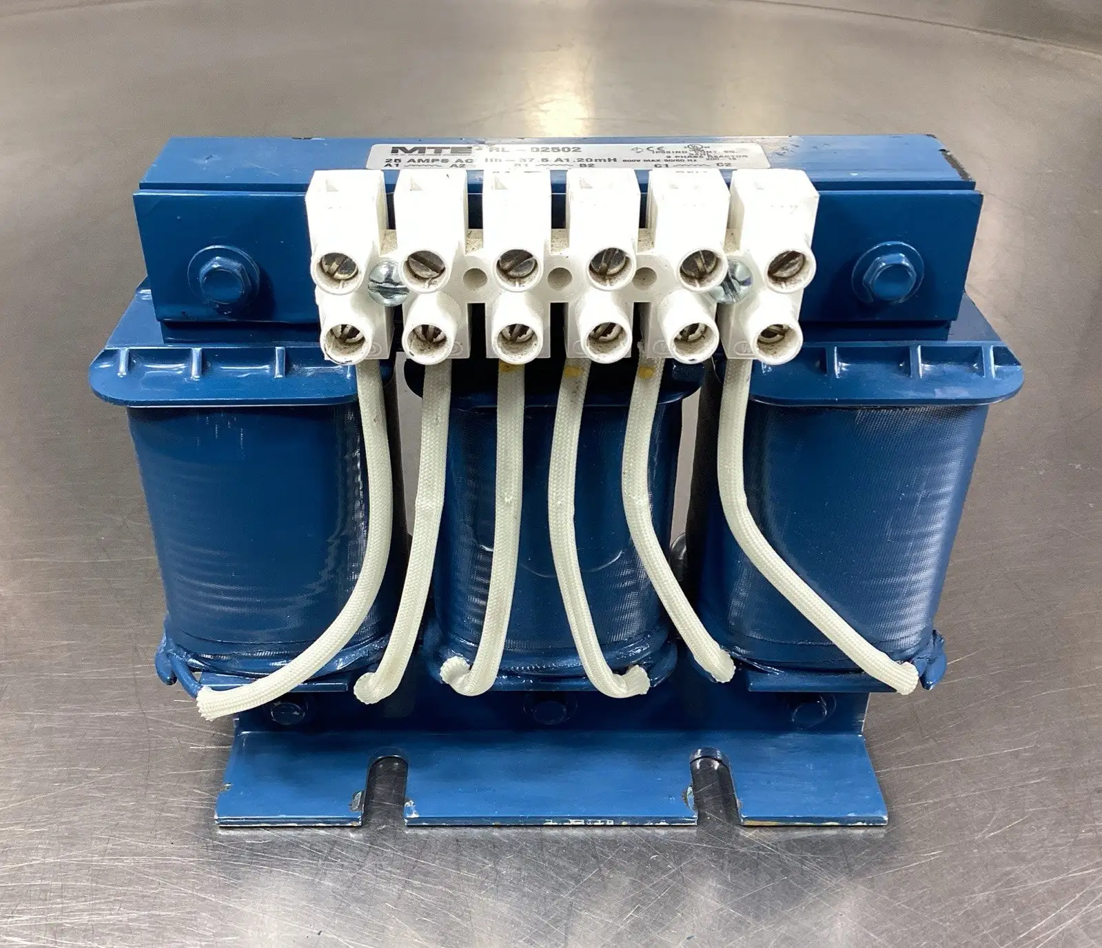 MTE RL-02502 LINE REACTOR 3Ø 25 AMPS 1.20 mH 600 VAC MAX 4D