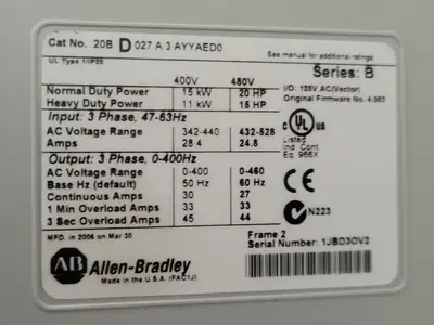 NEW ALLEN BRADLEY 20BD027A3AYYAED0