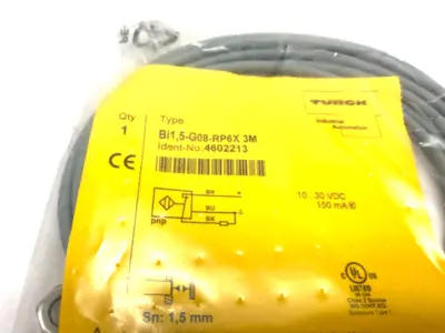 Bi1,5-G08-RP6X 3M, 4602213 | Turck Bi1,5-G08-RP6X 3M Inductive Proximity Sensor Flush Mount PNP Out 4602213 - New