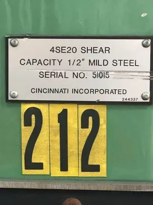 Used 1998 CINCINNATI 4SE20 Power Squaring Shears (Inch) Georgia US | The Equipment Hub #495018