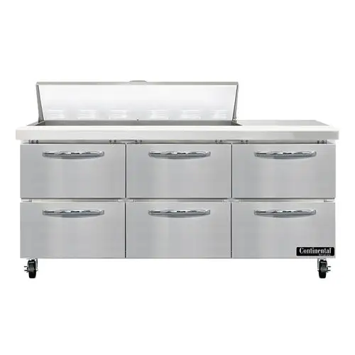 Continental SW72N12-D 72" Sandwich/salad Prep Table W/ Refrigerated Base, 115v