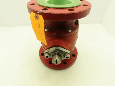 WKM DynaSeal 350 Green Poly Lined 3Pc Chemical Ball Valve 3" Flanged 8-Bolt