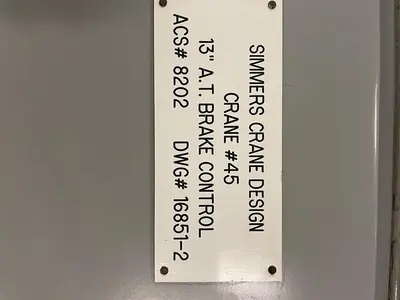New | in-Stock SIMMERS CRANE 16851-2 Electrical Controls Ohio US | Surplus Asset Holdings #1226466