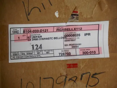 Fisher RGXBELLX112 Bellows Repair Kit GX DN80 316/HASTC New NIB