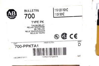 NEW ALLEN BRADLEY 700-PPKTA1 CONTROL RELAY SER.D 700PPKTA1