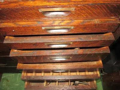 5794-385 Antique American Watch Tool Co. Watchmaker’s Lathe with Wood Enclosure