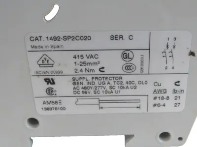 ALLEN BRADLEY 1492-SP2C-020 CIRCUIT BREAKER 1492SP2C020 NEW, SURPLUS