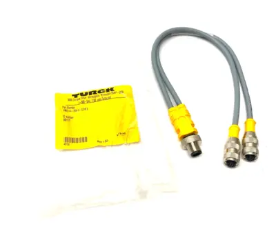 USED TURCK SPLITTER CABLE 2-BRANCH, M M12 TO 2X F M12