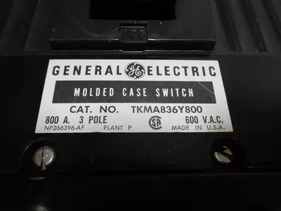 General Electric TKMA836Y800 Molded Case Switch 800 Amps 600VAC Shunt Trip Used