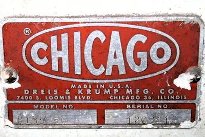 8' X 10 GAUGE CHICAGO DREIS & KRUMP MODEL #8135-6 POWERED BOX & PAN FINGER BRAKE: STOCK #23777